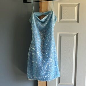 Windsor Light Blue Sparkly Mini Dress Women’s Large